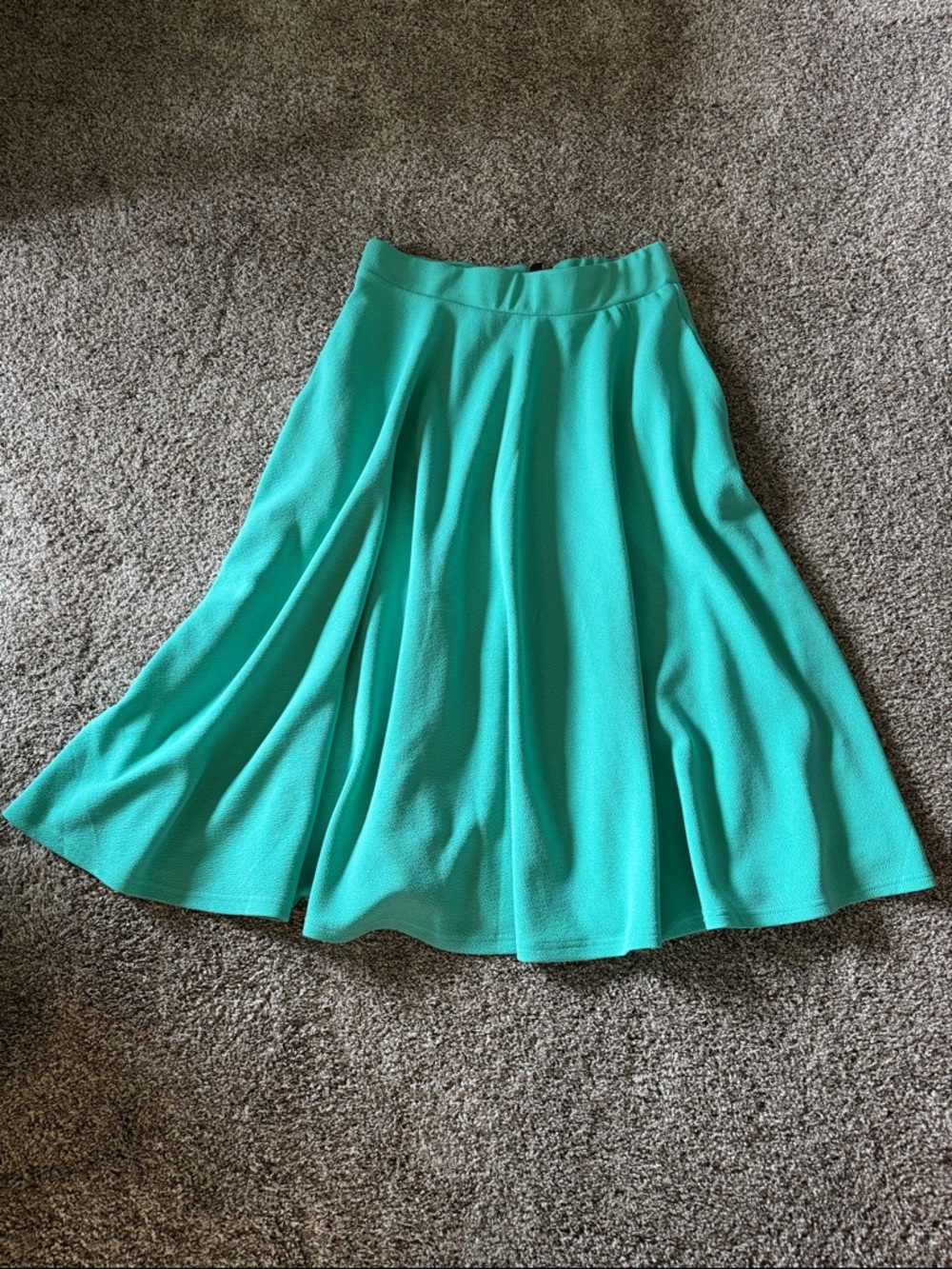 White Mark Seafoam Green Circle, Flared Midi Skirt, L - Picture 7 of 8